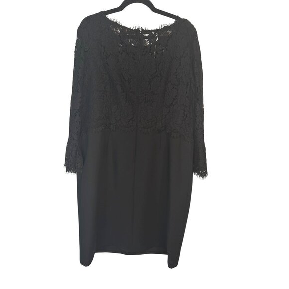 NWT Black RSVP By Talbots Size 14 Lace Overlay Dress Polyester Nylon Cotton - Picture 2 of 16